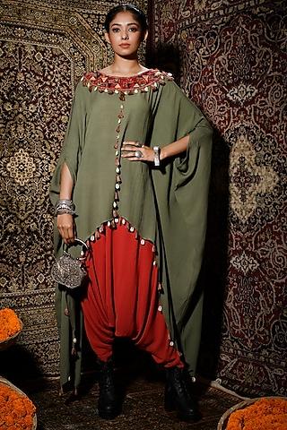 olive-green-embroidered-cape-set