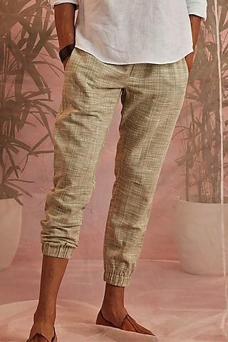olive-green-textured-cotton-joggers