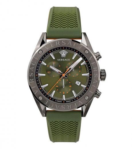 olive green v-chrono dial watch