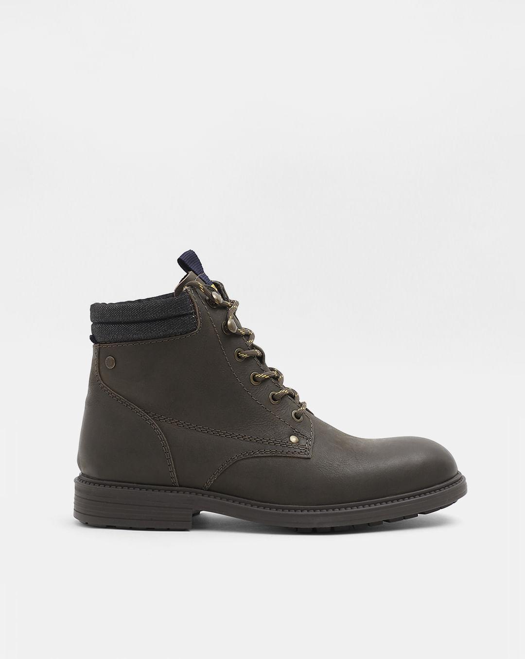 olive high-top leather boots