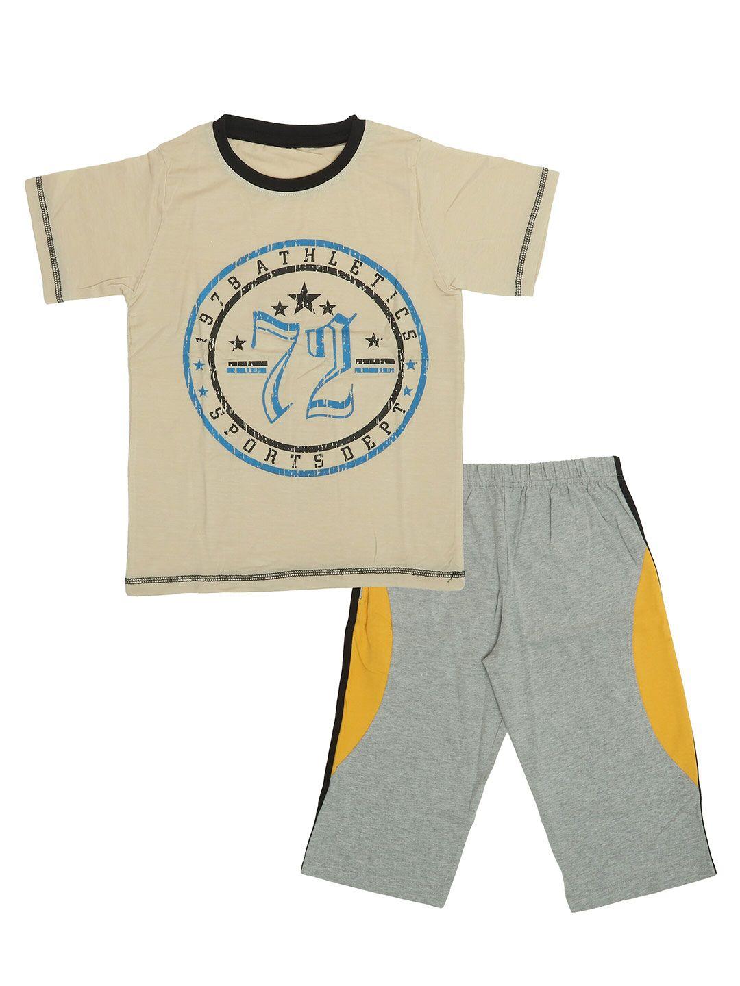 olive-mist-boys-cream-coloured-&-grey-cotton-t-shirt-with-shorts