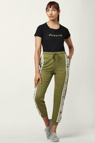 olive printed ankle-length active wear women regular fit joggers