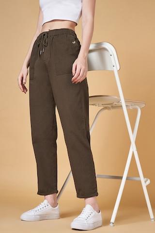 olive solid ankle-length  casual women comfort fit  bottom