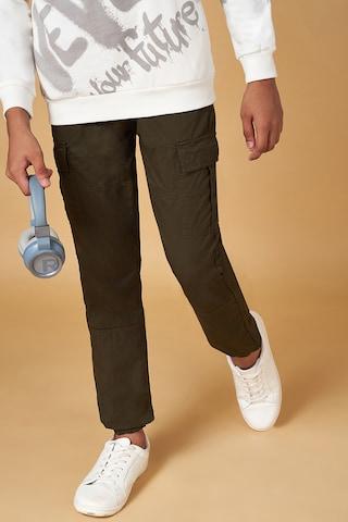 olive solid full length  casual boys regular fit  jogger pants