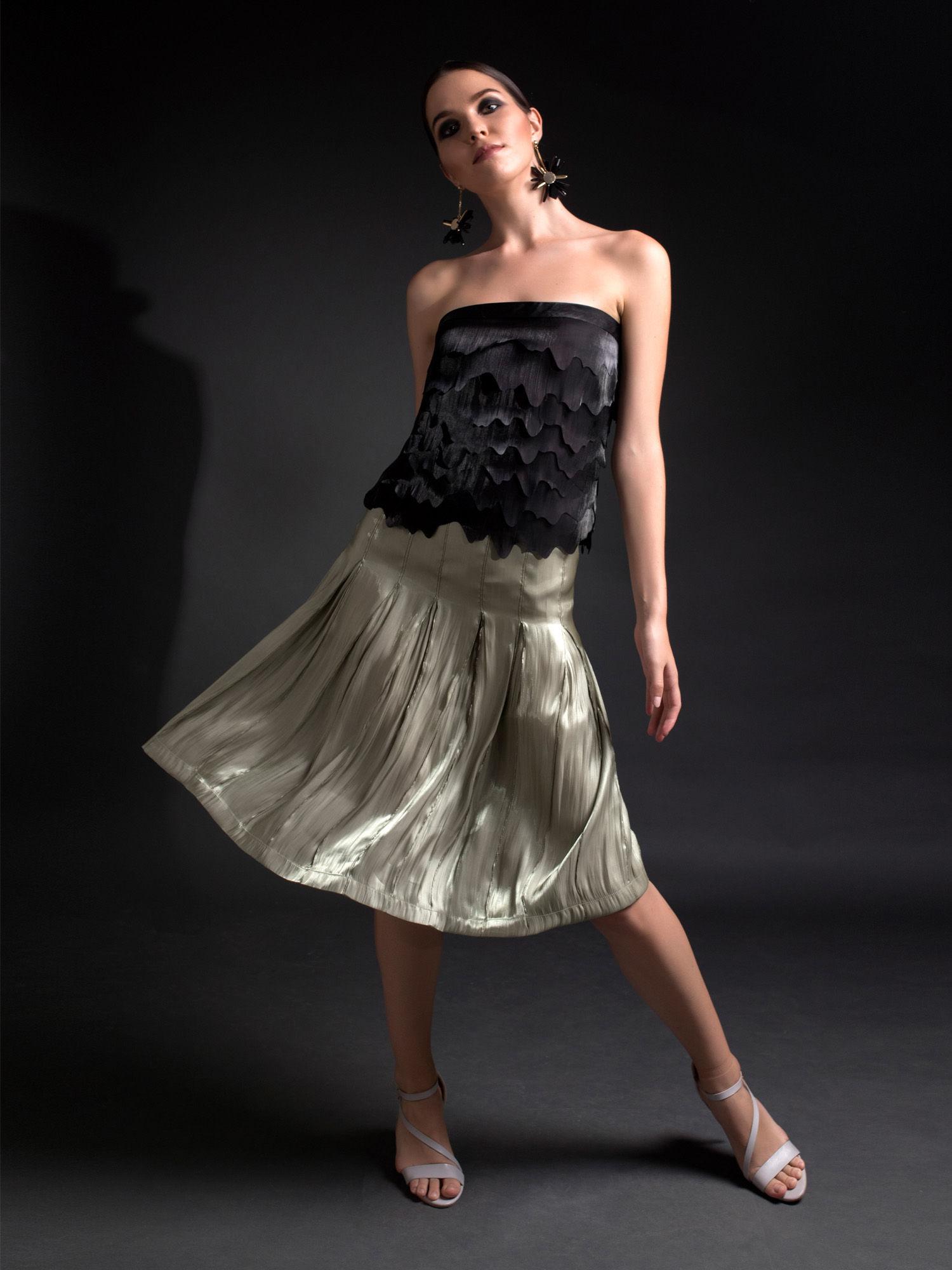 olive aurora box pleated skirt