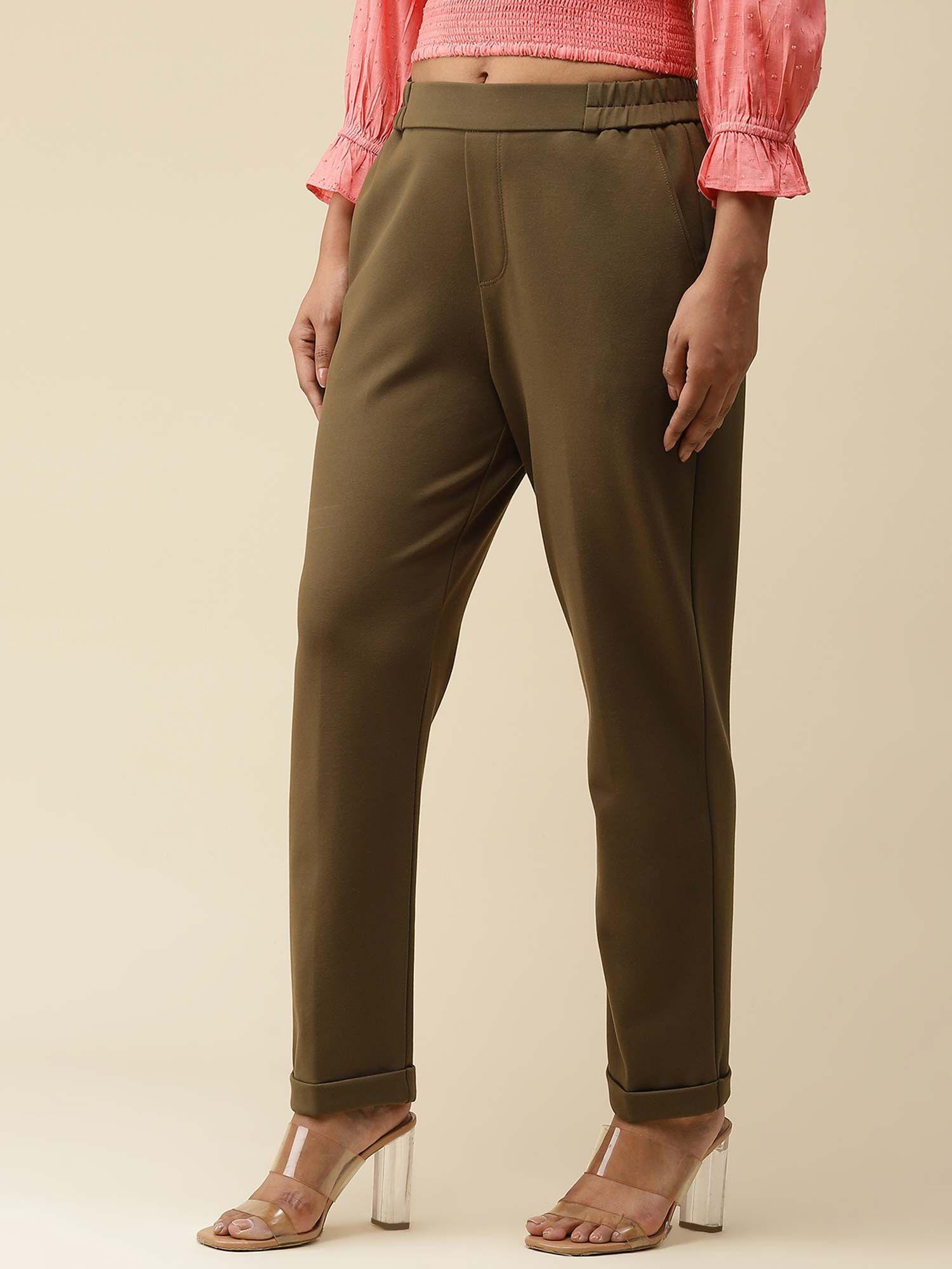 olive bottom fold straight pants