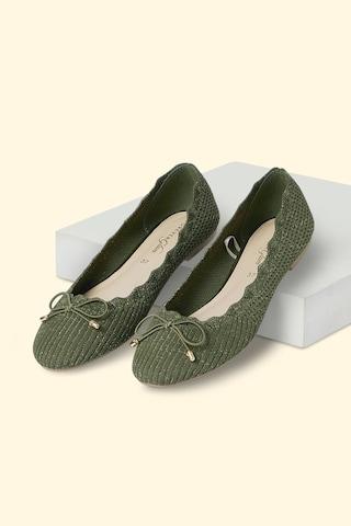 olive bow detail casual women ballerinas