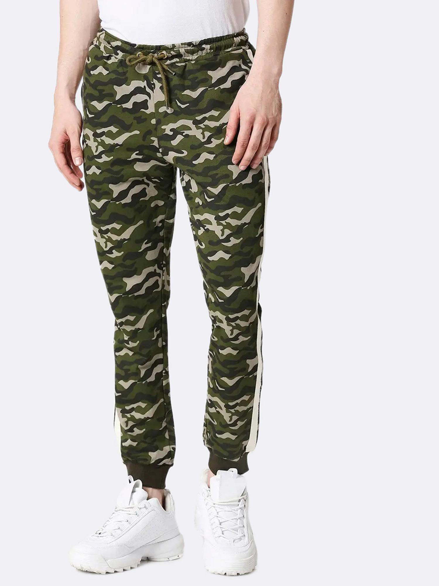 olive camo white stripe casual jogger