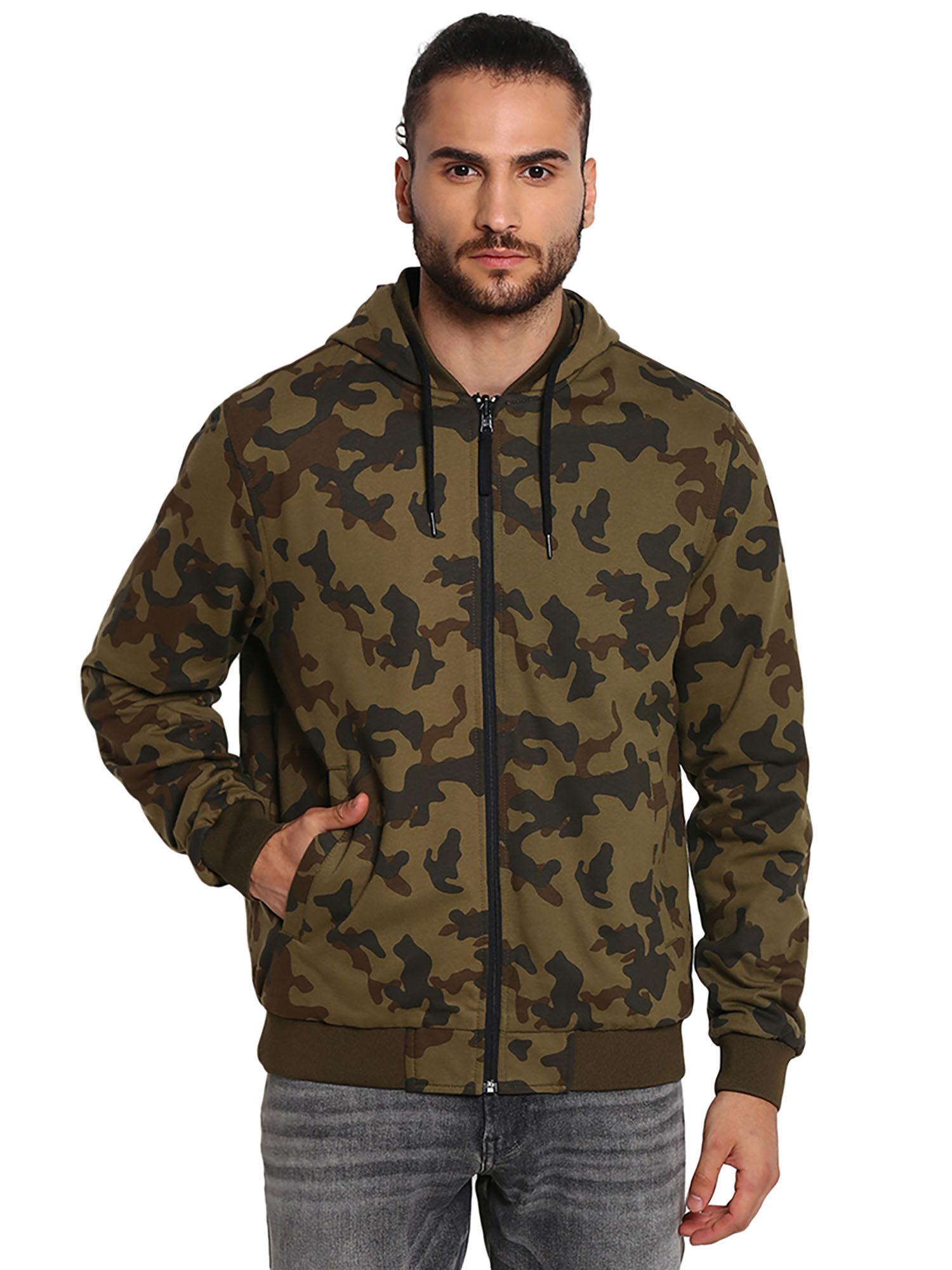 olive camouflage regular fit jacket