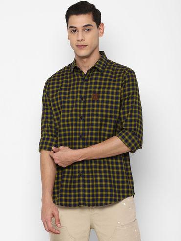 olive checked casual shirts