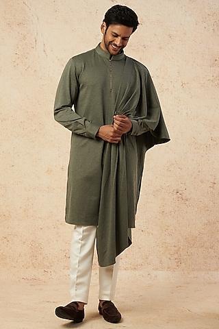 olive cotton knit kurta