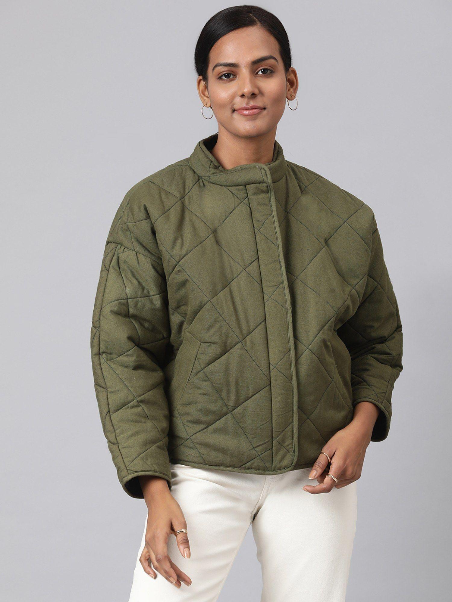 olive cotton linen flax reversible jacket