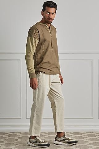 olive cotton linen shirt