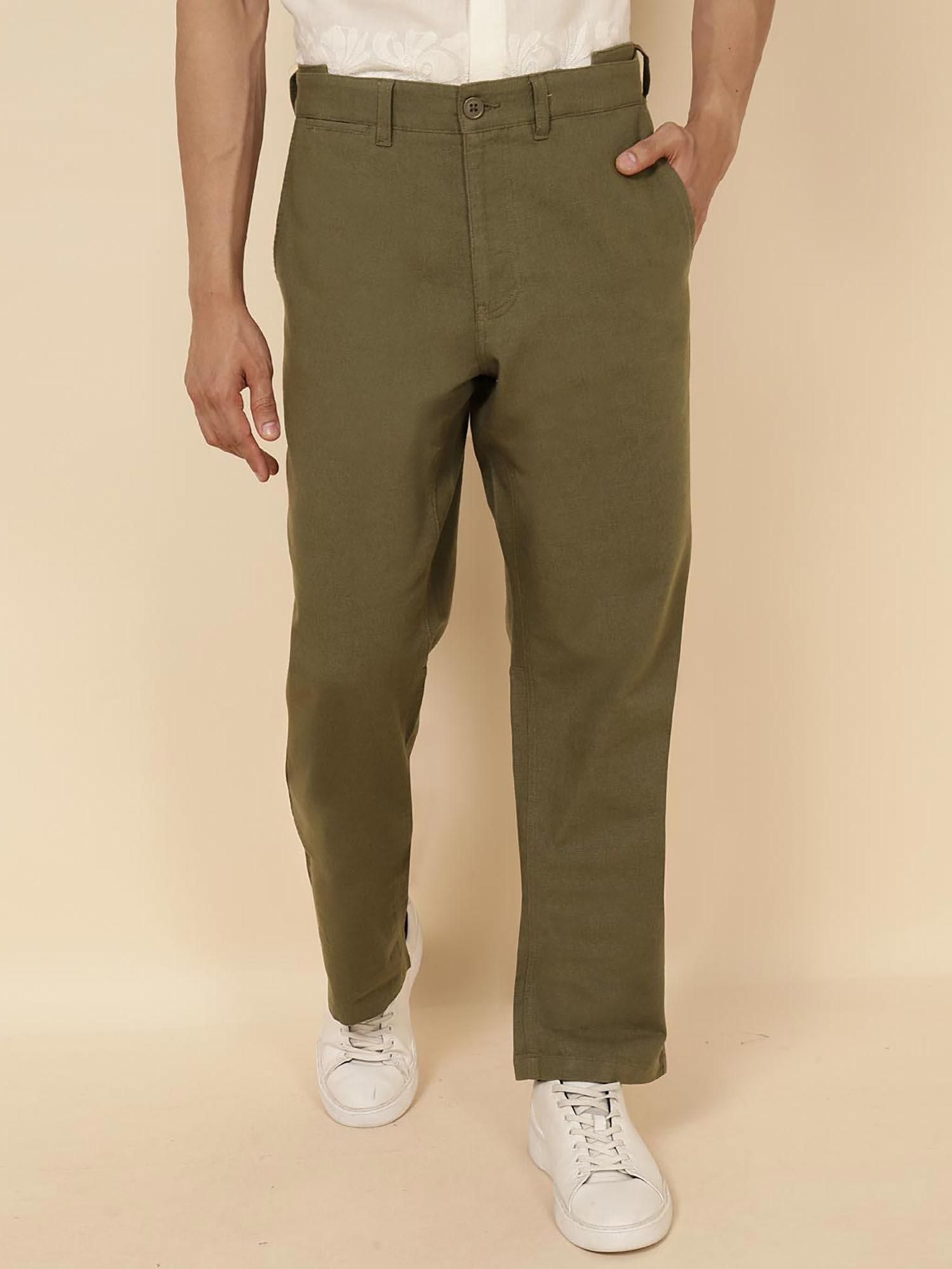 olive cotton trouser pant