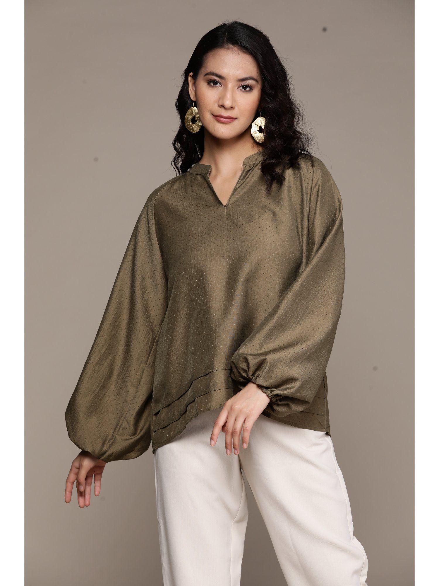 olive cuffed sleeve top