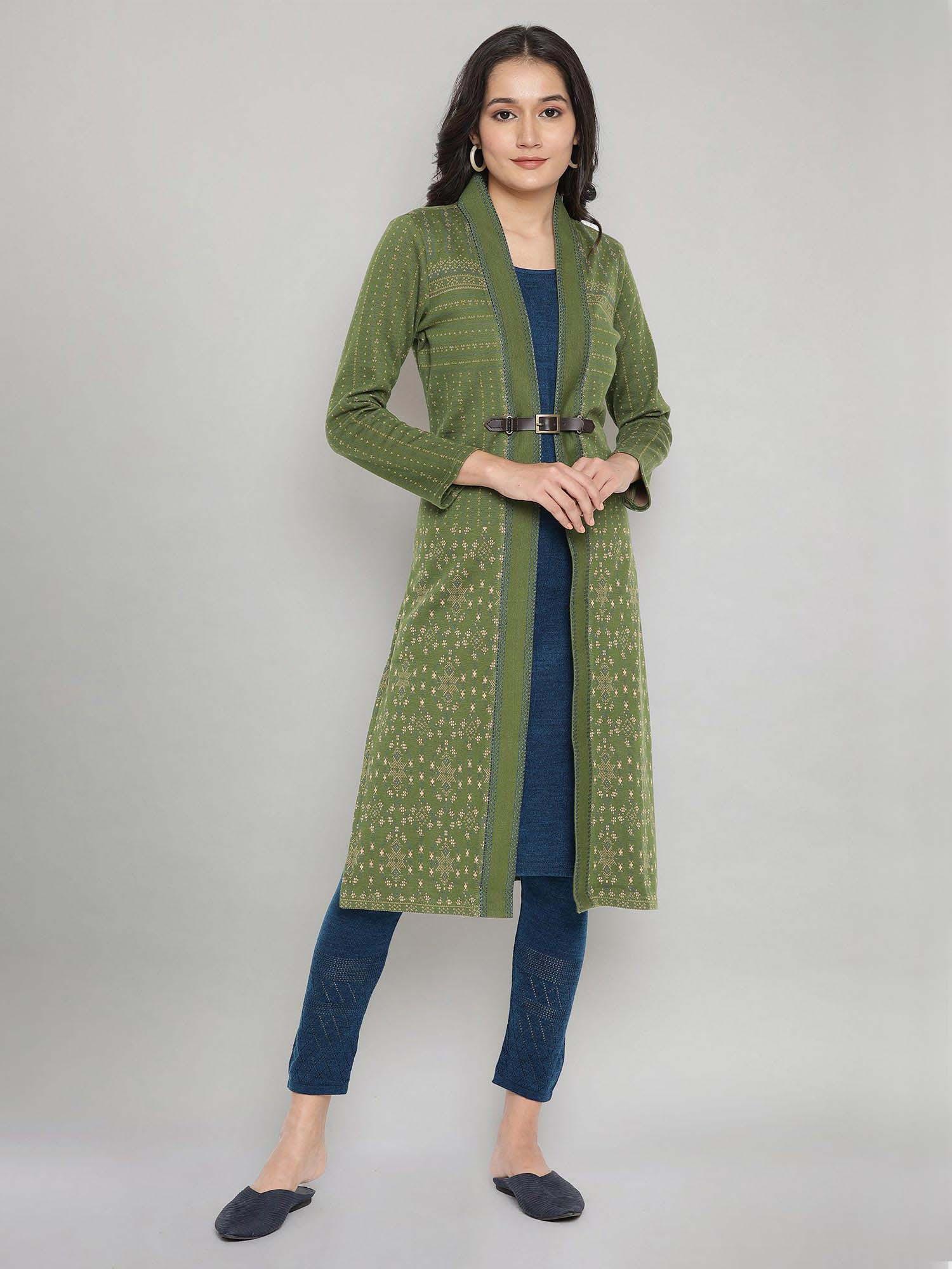 olive embroidered winter jacket