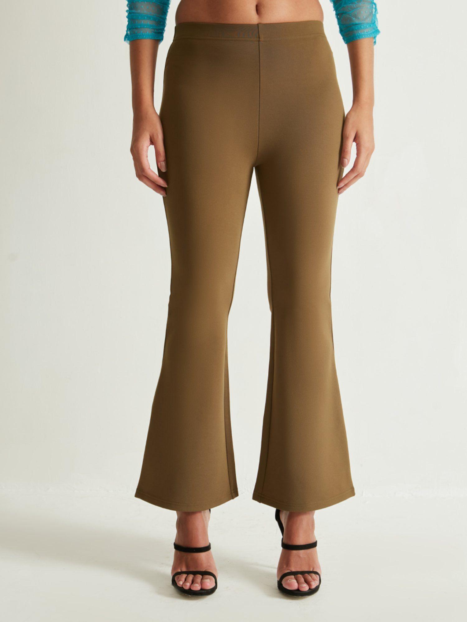 olive flared trousers