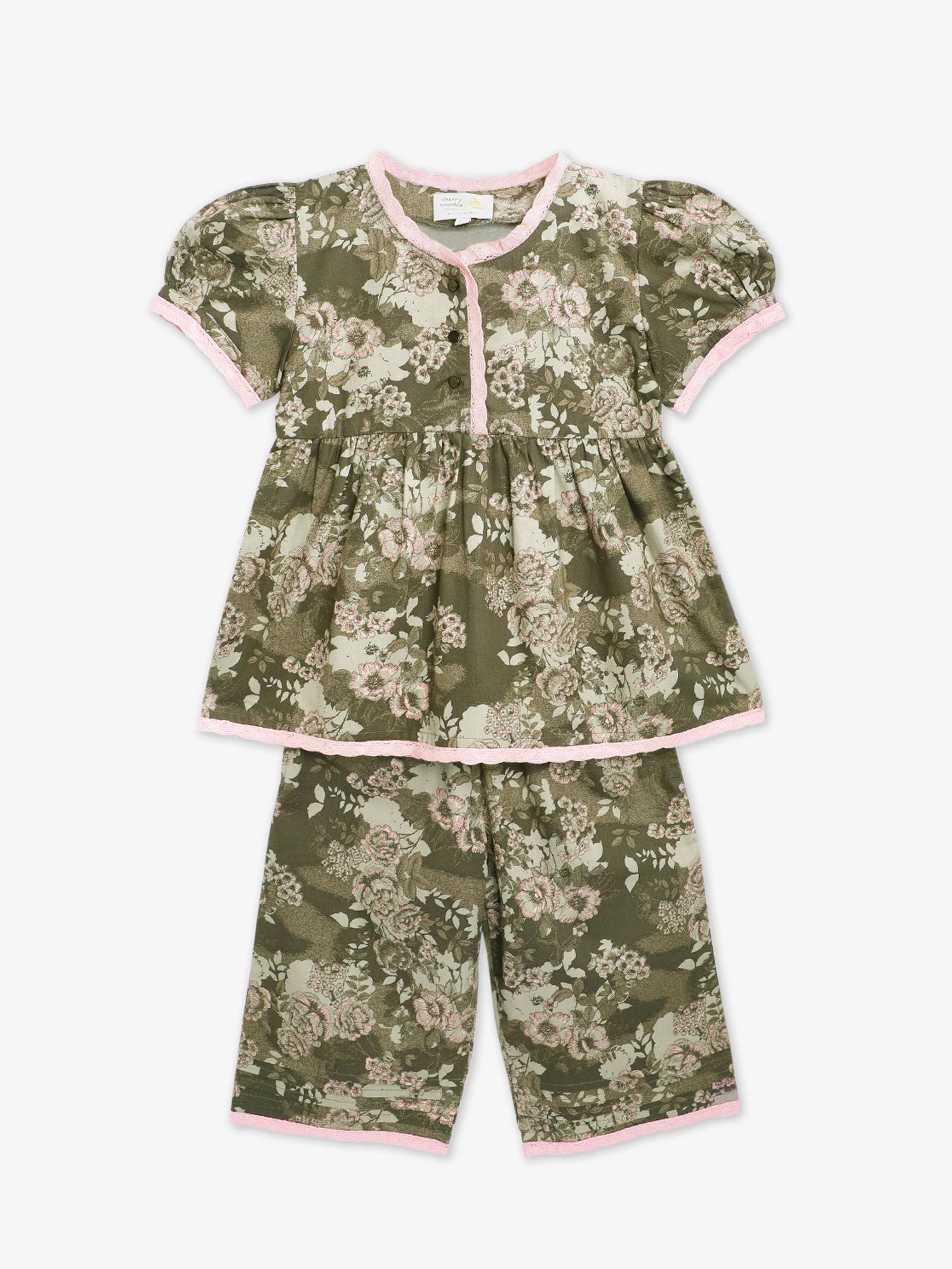 olive floral orchid nightsuit