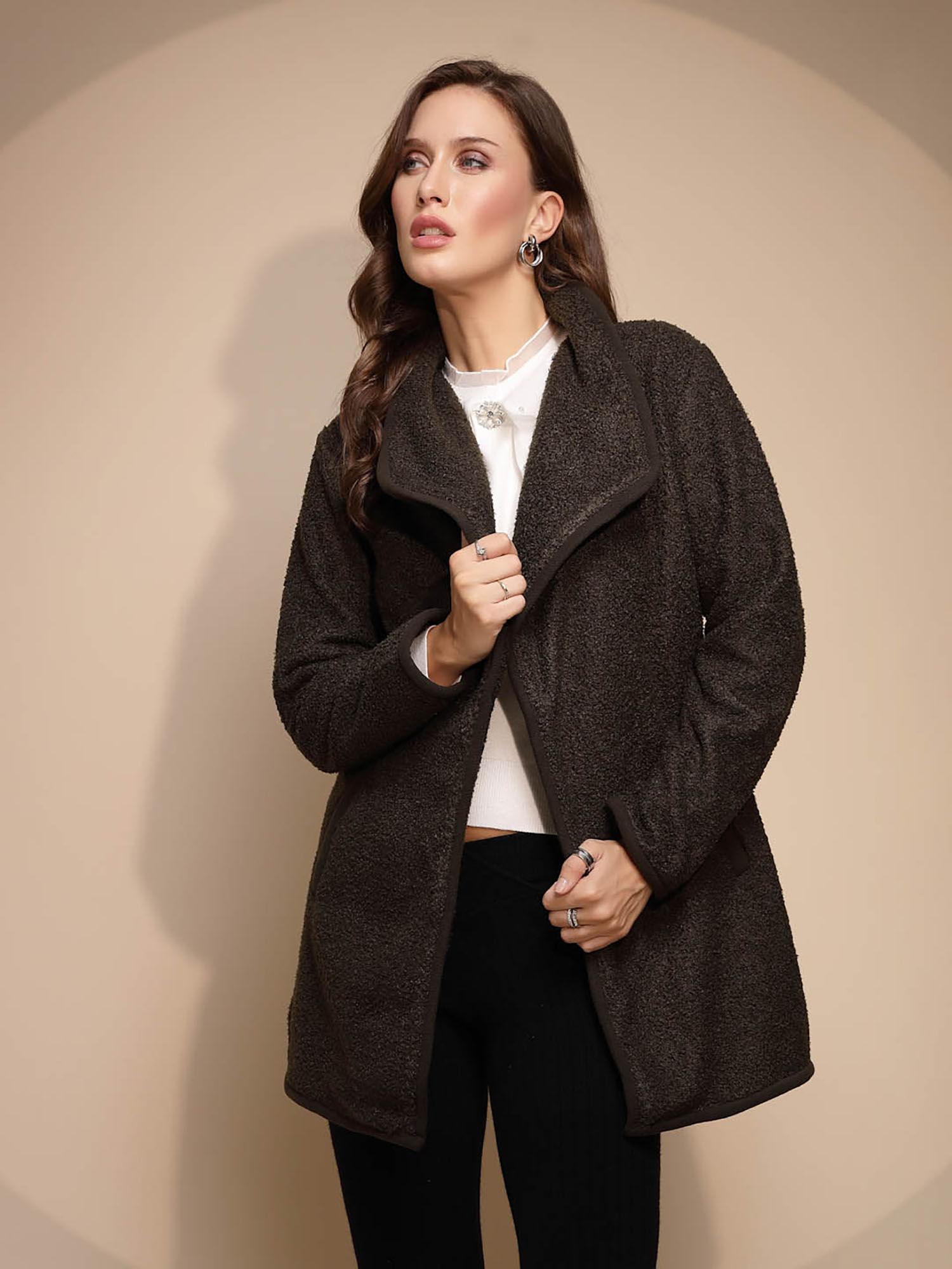 olive full sleeve collared neck coat