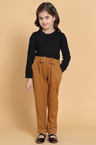 olive green corduroy pant set for girls