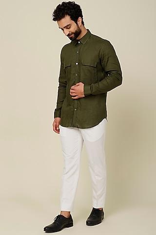 olive green cotton shirt