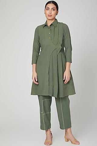 olive green dress with pants