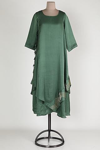 olive green embroidered tunic with tie-up