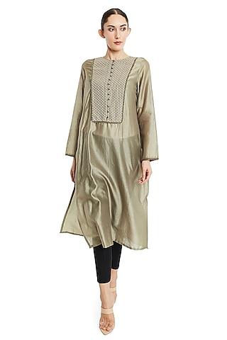 olive green embroidered tunic