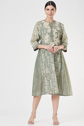 olive green embroidered tunic
