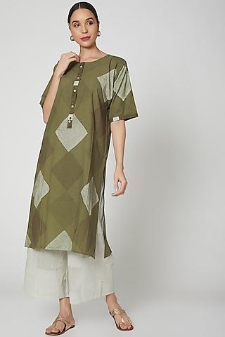 olive green printed palazzo set