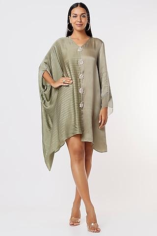 olive green satin tunic