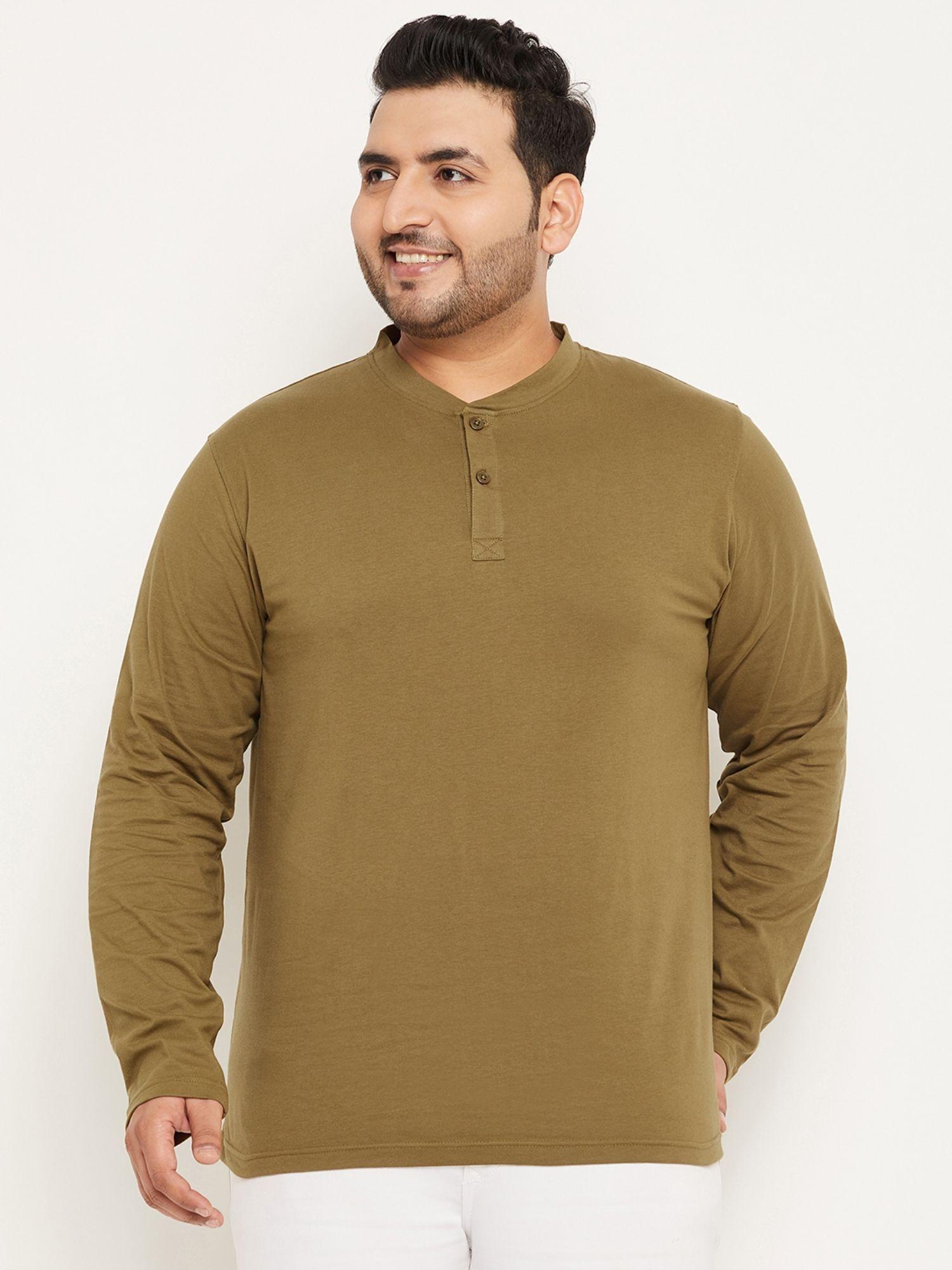 olive green solid plus size t-shirt