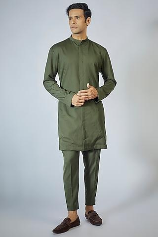 olive green suit kurta set