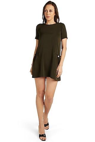 olive green viscose mini dress