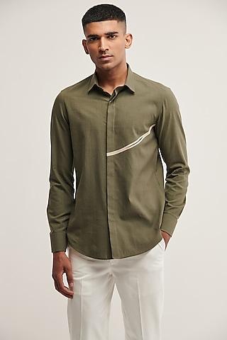 olive handloom cotton shirt