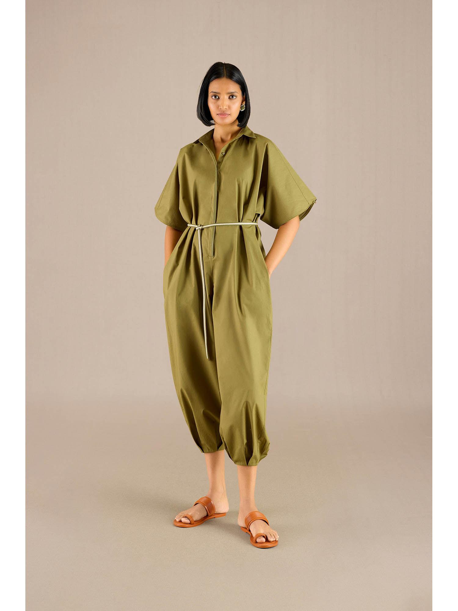 olive irya jumpsuit with belt (set of 2)