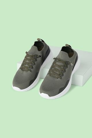 olive knitted upper casual women sport shoes