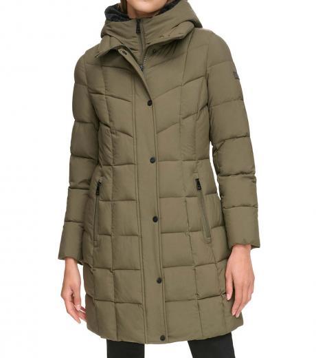 olive longline bib puffer jacket