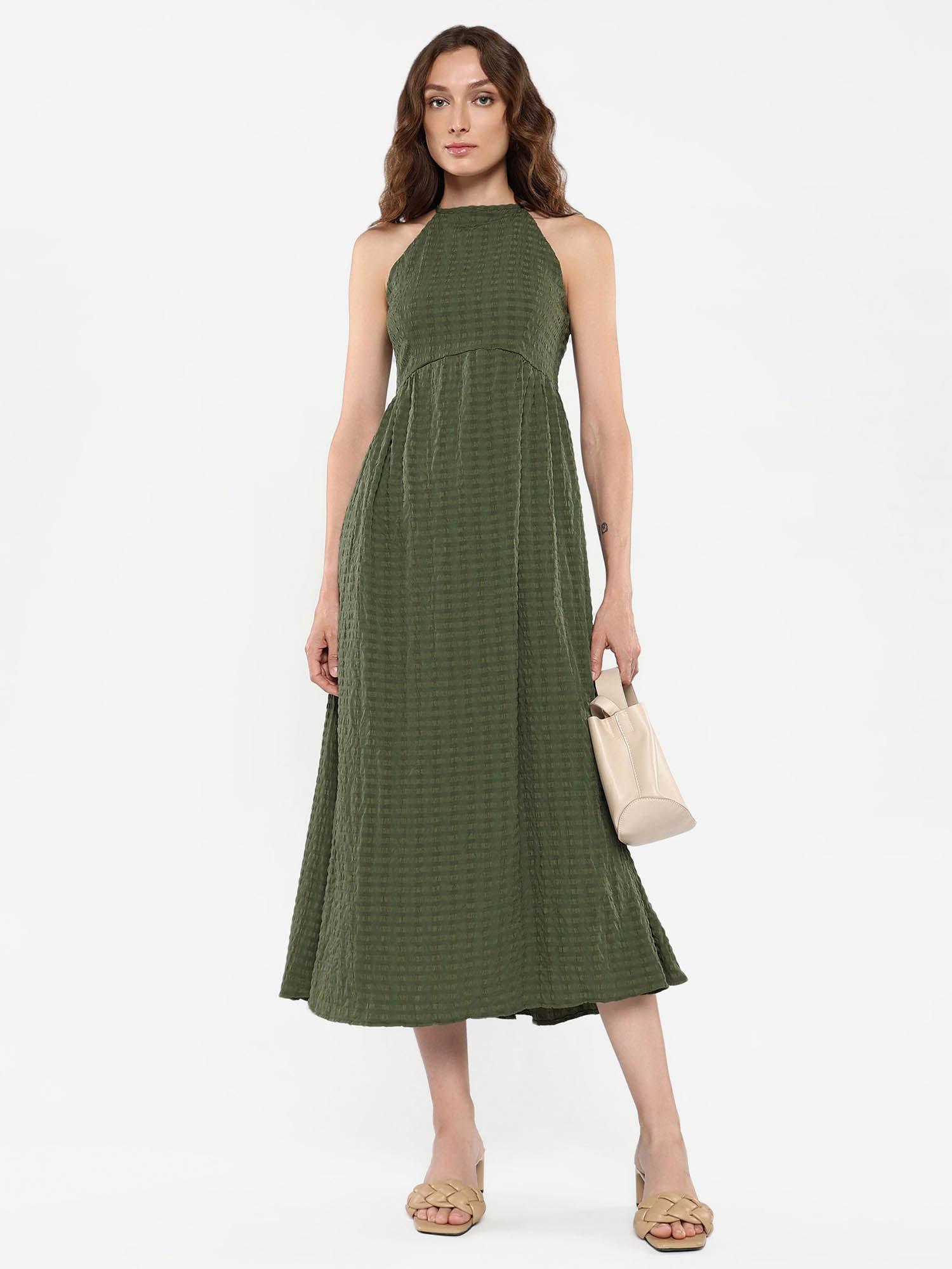 olive macnica flared midi dress