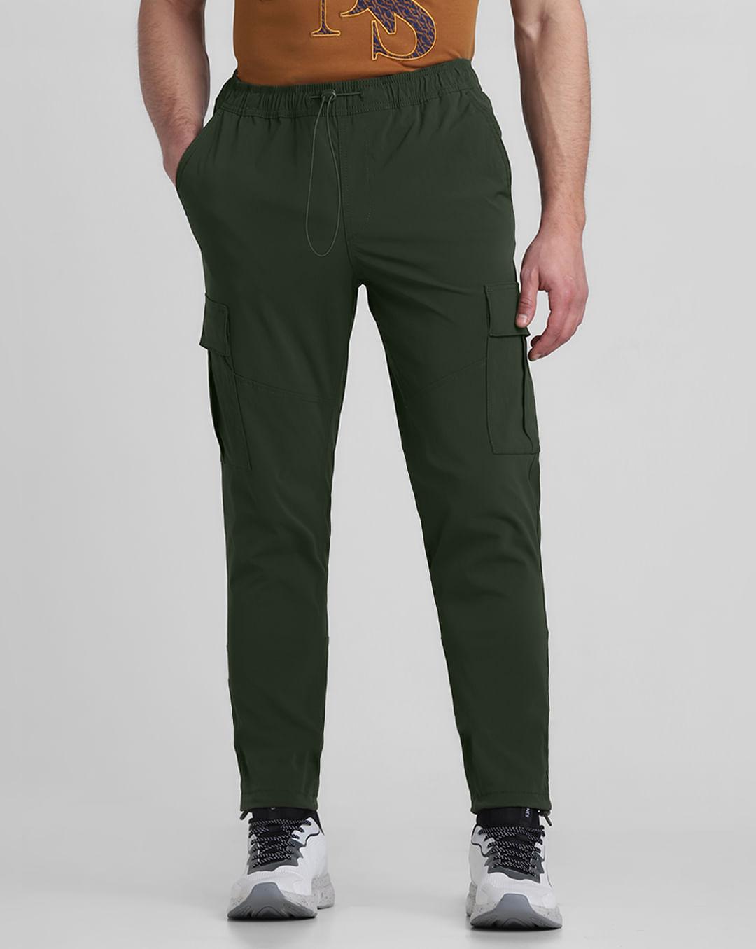 olive mid rise nylon pants