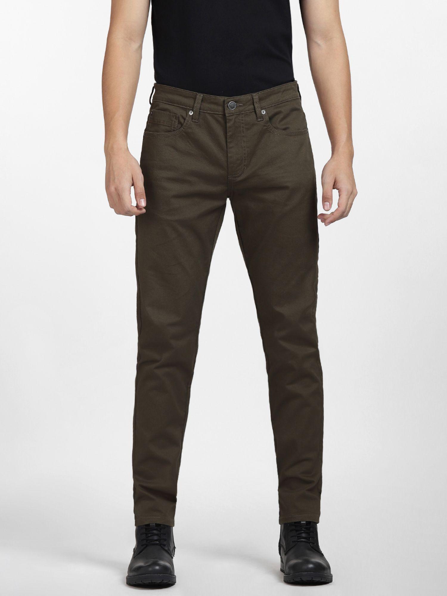 olive mid rise yarn dyed pants