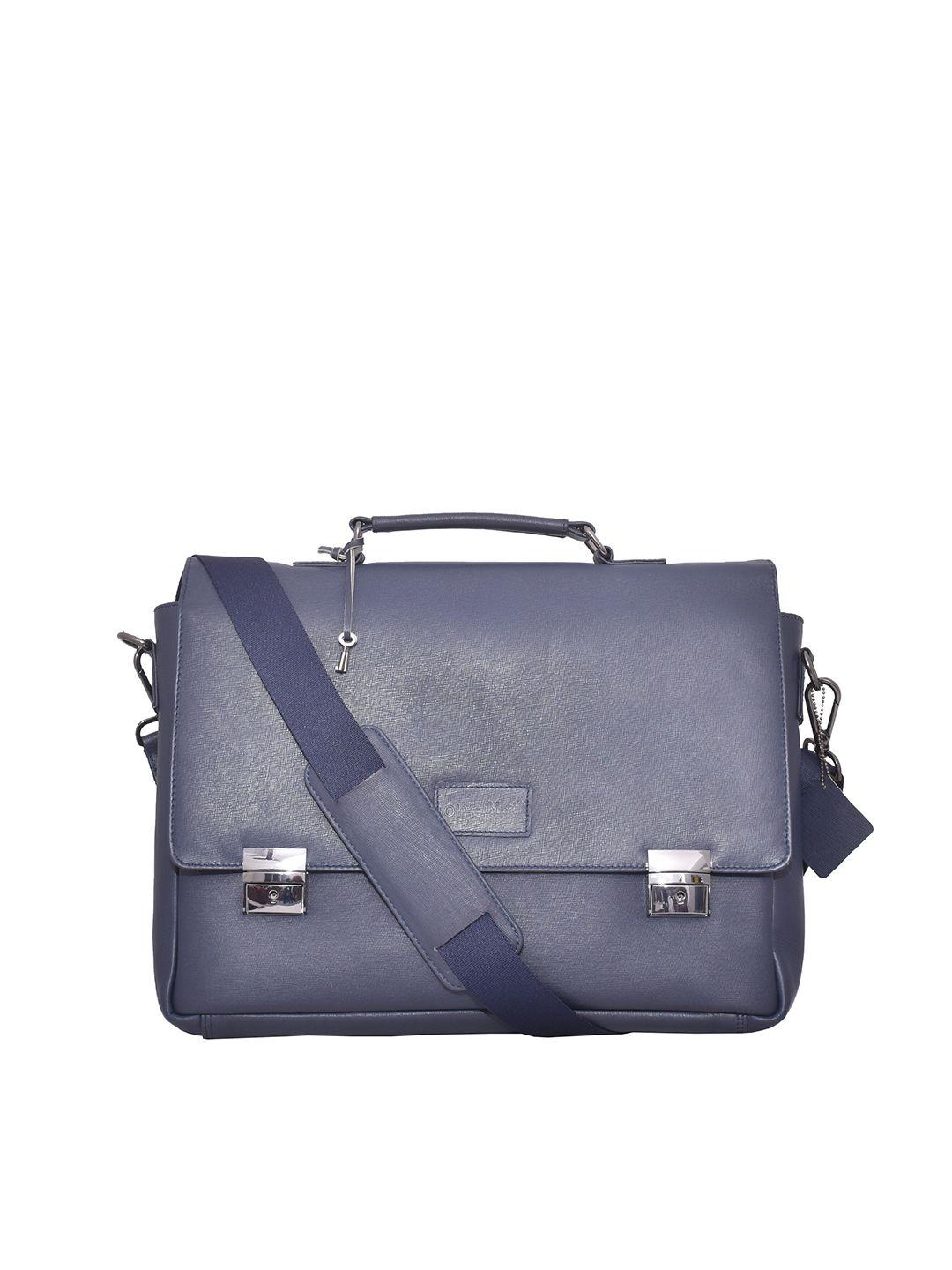 olive mist blue textured laptop bag