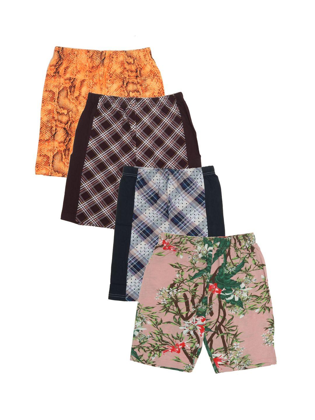 olive mist boys pack of 4 multicoloured printed antimicrobial cotton regular shorts