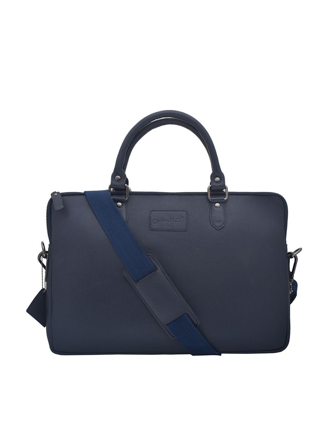 olive mist unisex blue genuine leather laptop bag