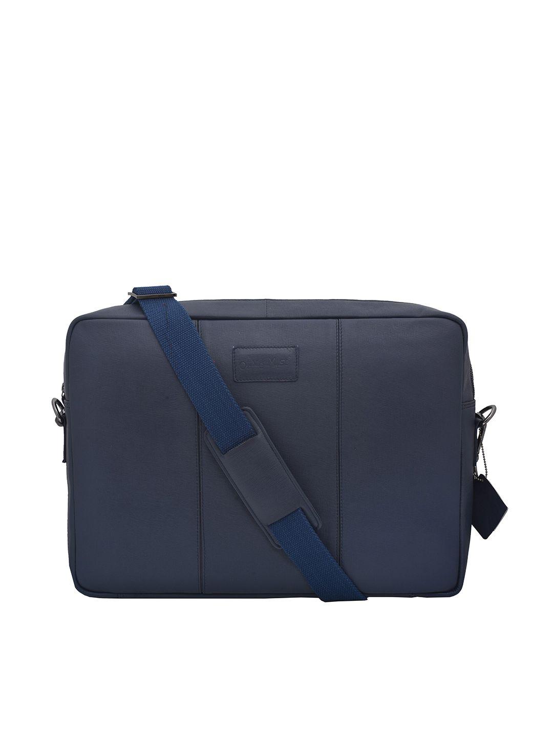 olive mist unisex blue textured leather laptop bag