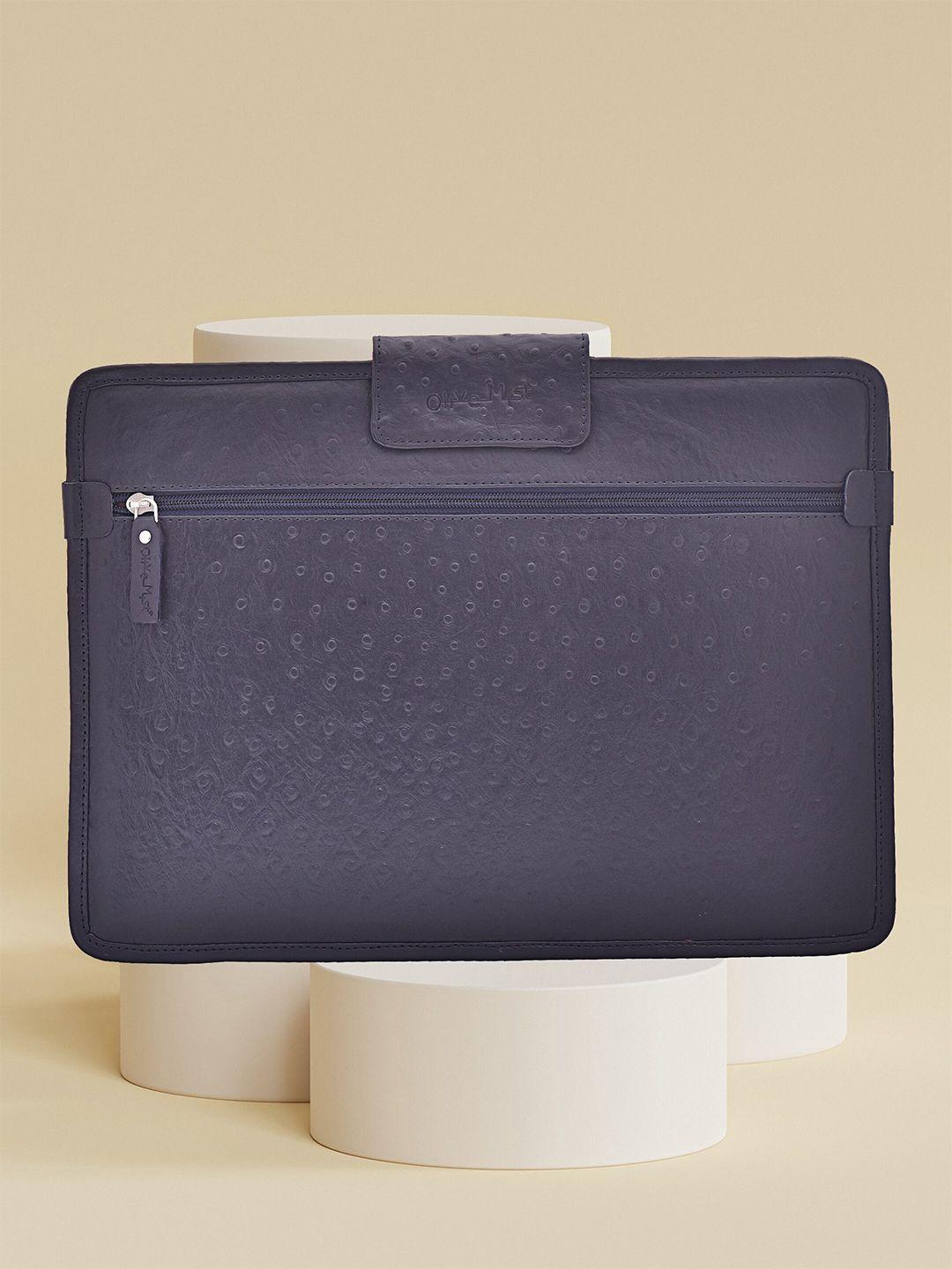 olive mist unisex blue textured leather laptop sleeve