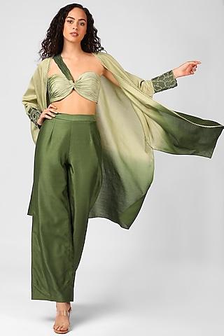 olive night embroidered cape set