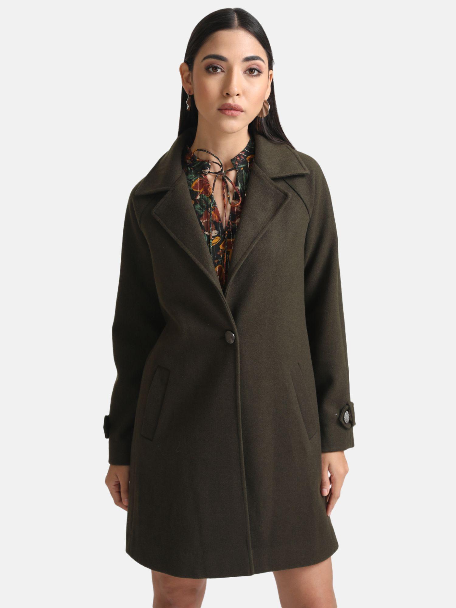 olive overcoat with elasticated back