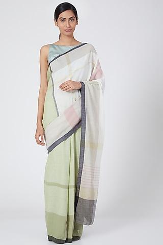 olive pastel handloom cotton kunbi saree