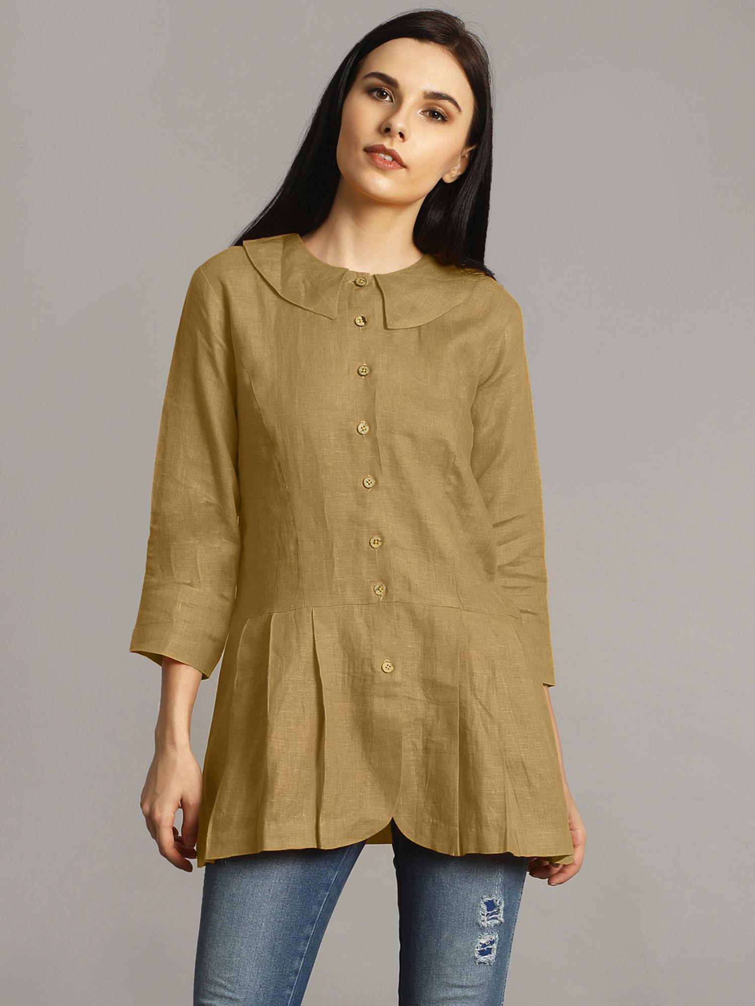 olive peter pan neck tunic